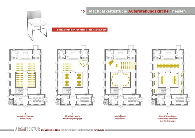 Auferstehungskirche Theesen, Bestuhlungsvarianten